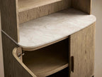 Danny Wood Tall Display Hutch with Marble Top Oak Sideboard Buffet Storage Table Kitchen Pantry Cabine