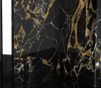 Luxury Double-Sided Bookcase with LED Lighting, Marble Shelves & Display Storage