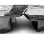 Luxury Calacatta Marble Coffee Table with Black Sculptural Base & Modern Design
