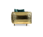 Luxury Imperfect Sculptural Sofa with Hammered Brass Frame & Artistic Design