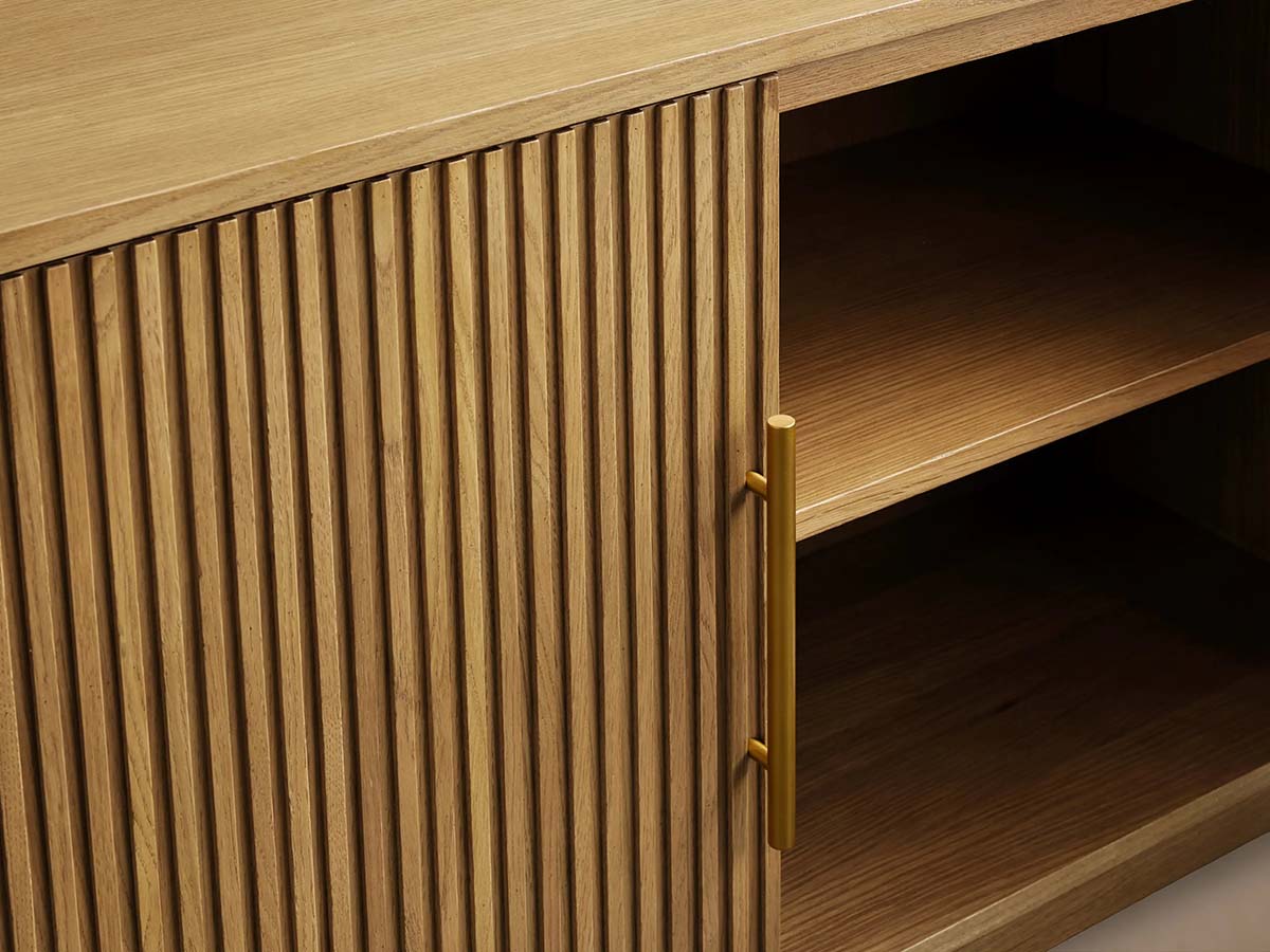Finnley TV-Ständer aus Holz, moderne Medienkonsole, Aufbewahrungseinheit für Wohnzimmerfernseher