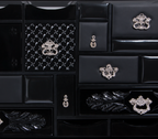 Luxury Black Sideboard Cabinet with Geometric Design & Hidden Storage