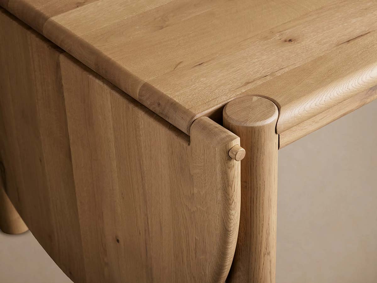 Sulina Wood Oak Extension Dining Table Drop-Leaf Design