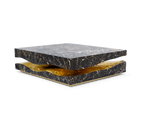 Luxury Carrara Marble Coffee Table with Sculptural Brass Frame & Organic Design