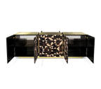 Luxury Anodized Metal Sideboard Cabinet with Pixel-Inspired Design & Hidden Storage