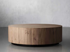 Sullivan Round Plinth Coffee Table Wood Oak Sofa Center Tea Table