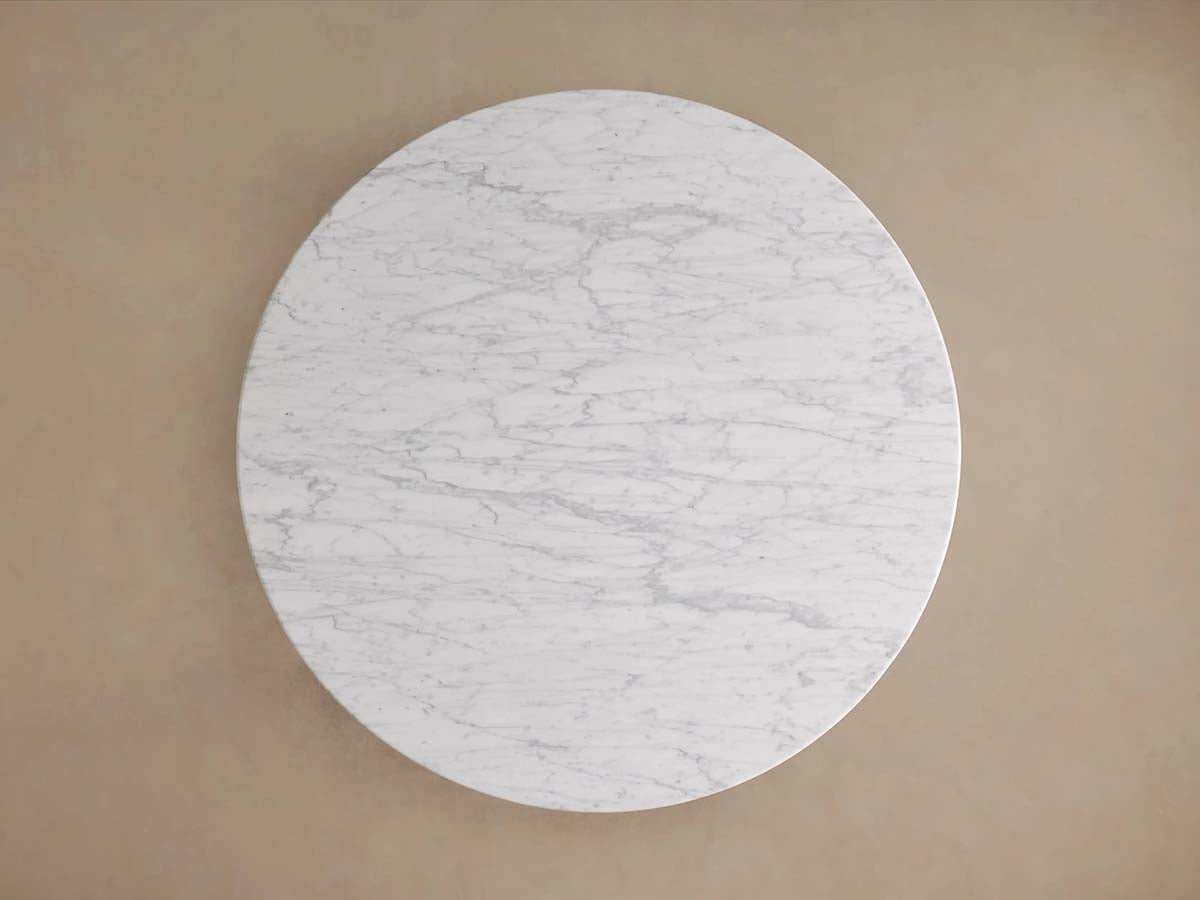 Danae Round Dining Table with Marble Stone Top Roman Column Base