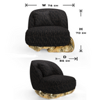 Luxury Sculptural Armchair with Polished Hammered Brass Base & Organic Curved Design