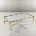 Thaddeus Metal Rectangular Glass Coffee Table Hand-Forged Living Sofa Center Tea Table