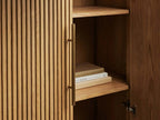 Finnley Wood Tall Cabinet Living Room Storage Cabinet with Doors Minimalist Modern Style