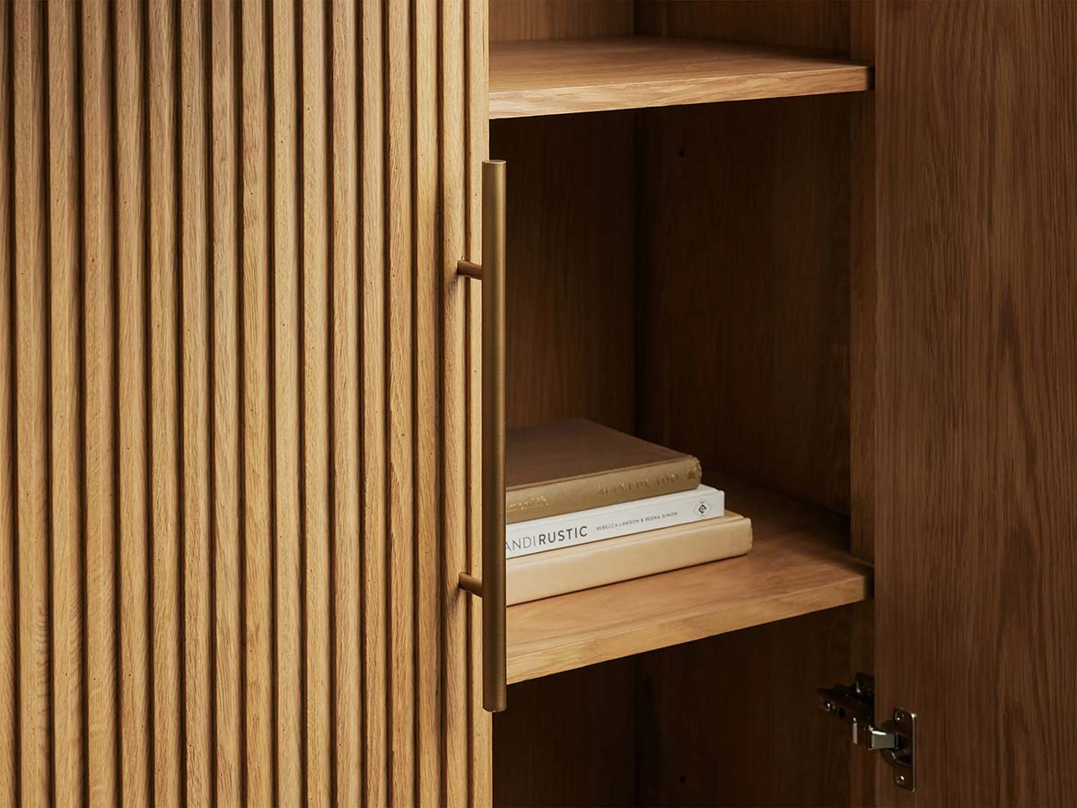 Finnley Wood Tall Cabinet Living Room Storage Cabinet with Doors Minimalist Modern Style