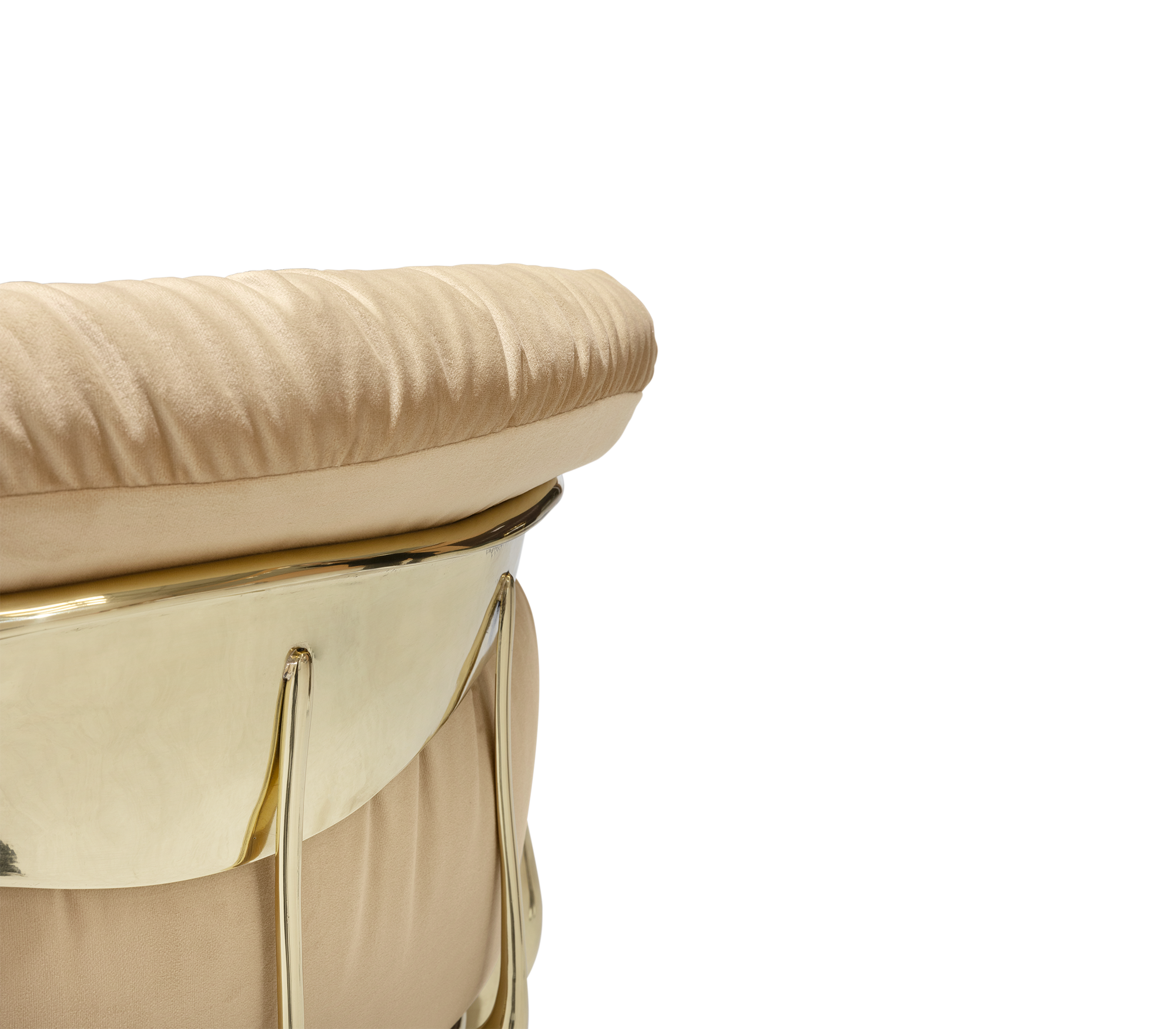 Luxury Surrealist Armchair with Gold-Plated Brass Frame, Velvet Seat & Sculptural Design