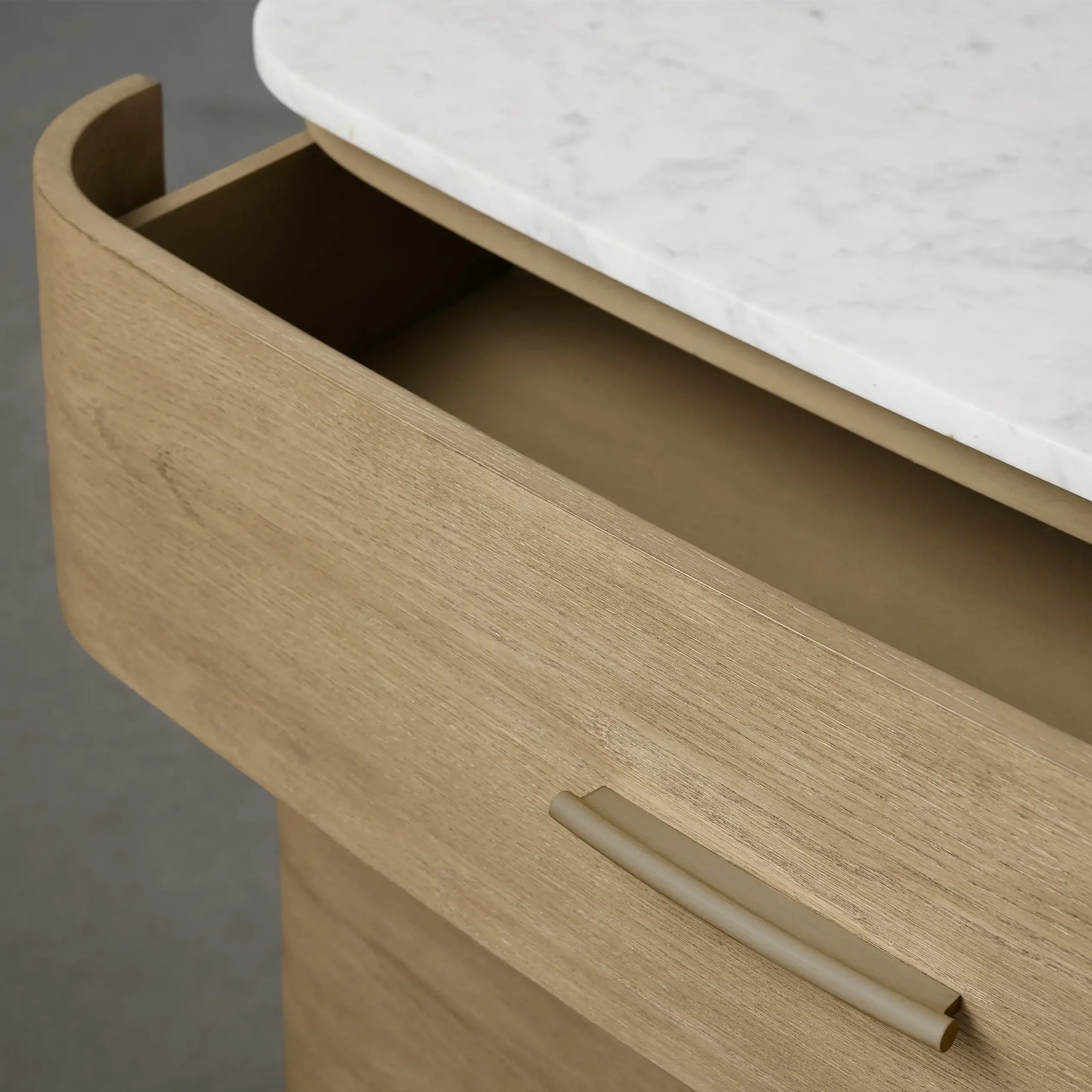 Danny Solid Oak Wood Six-Drawer Dresser with Marble Top Chest Of 6 Drawers Storage Cabinet Modern Style