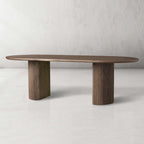 Astor Dining Table with Natural Marble Stone Top & Solid Oak Wood