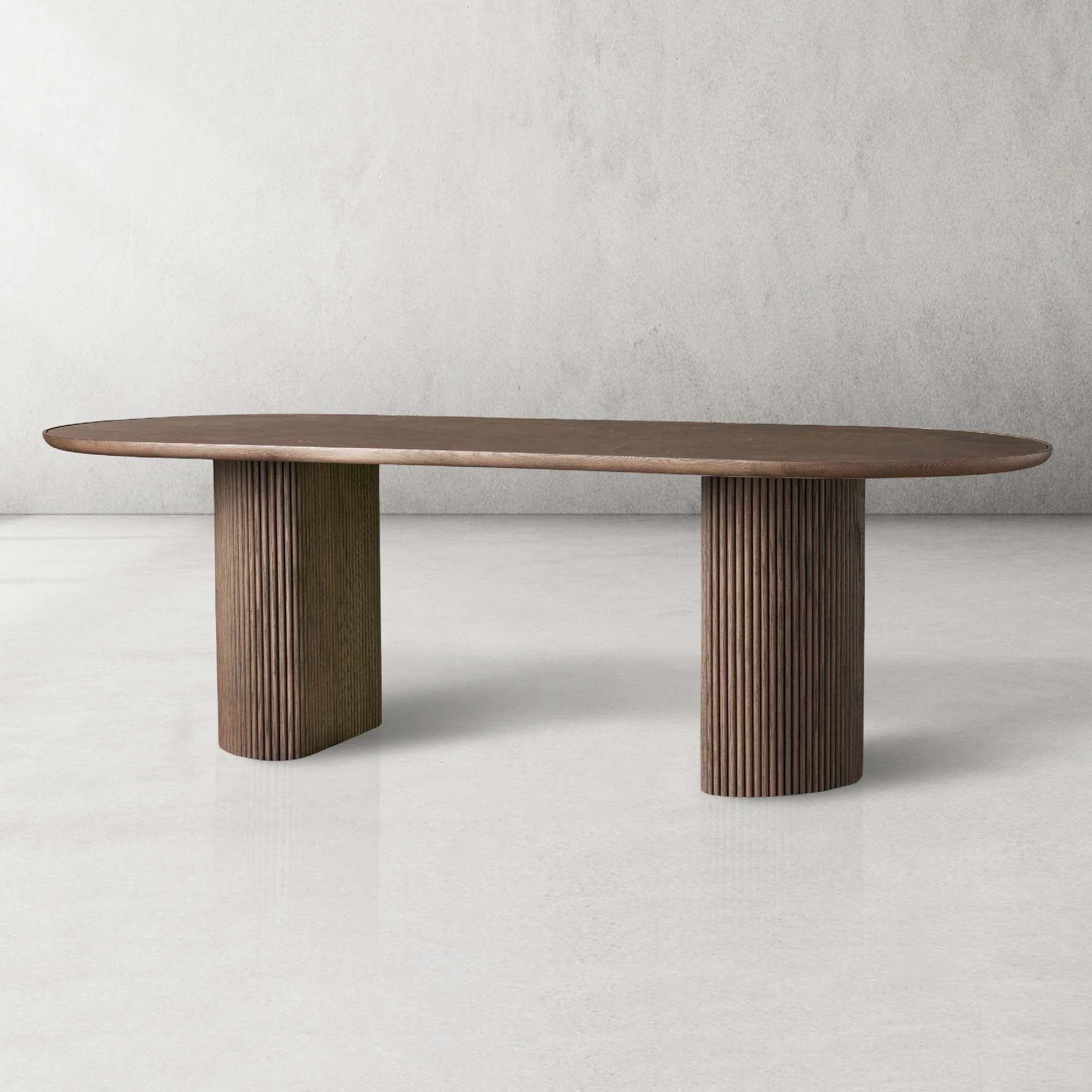 Astor Dining Table with Natural Marble Stone Top & Solid Oak Wood