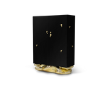 Luxury Marble Storage Cabinet with Brass Base, Hidden Shelves & Designer Storage