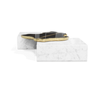 Luxury Black & White Coffee Table with Sculptural Design & High Gloss Finish