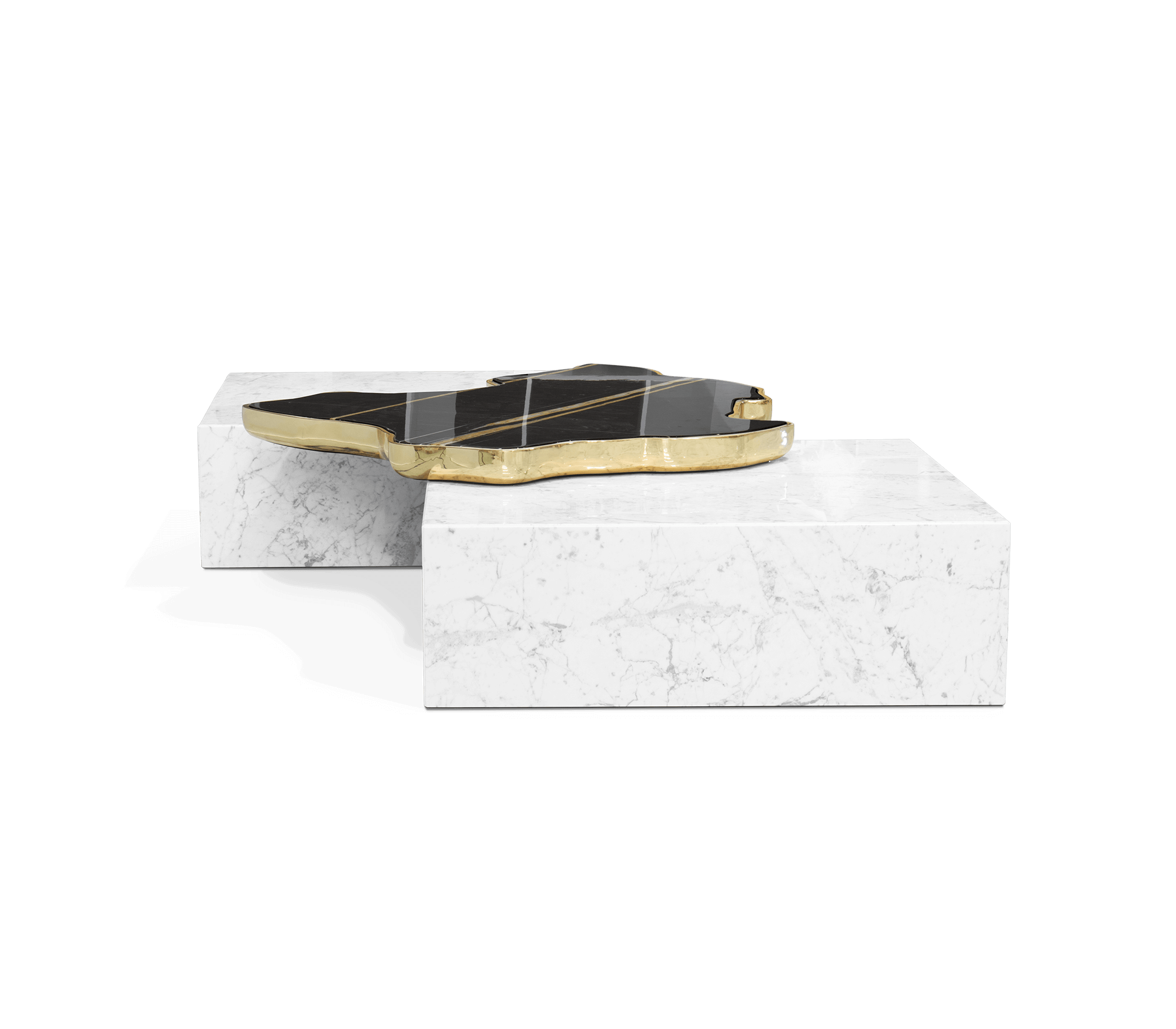 Luxury Black & White Coffee Table with Sculptural Design & High Gloss Finish