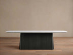 Saint Germain Stone Dining Table with Natural Stone Marble Wood Toulouse Base