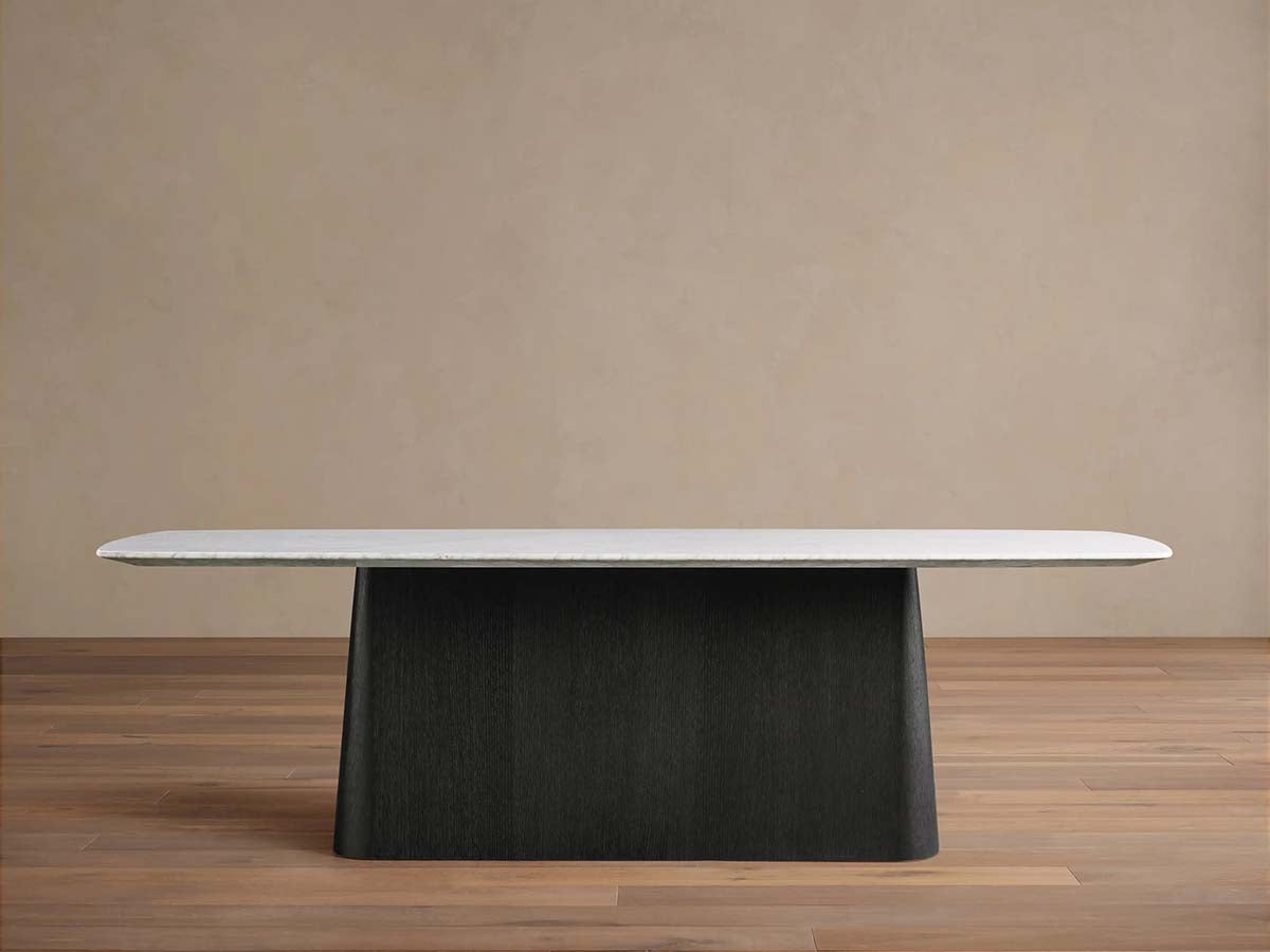 Saint Germain Stone Dining Table with Natural Stone Marble Wood Toulouse Base