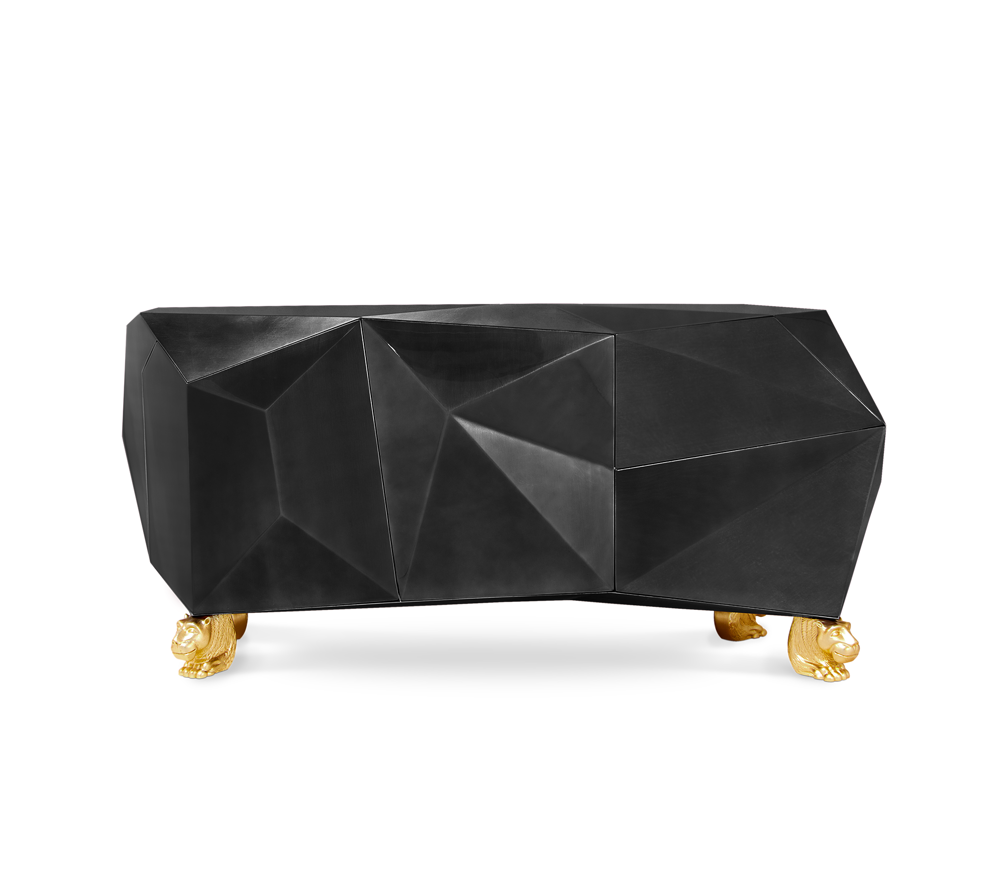 Luxury Diamond-Inspired Sideboard Cabinet with Black Gold Finish & Hidden Storage