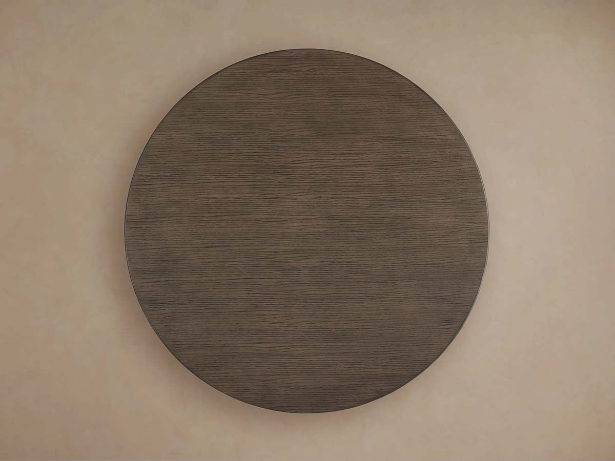Saint Germain Round Wood Dining Table with Solid Oak Top Natural Wood Toulouse Base
