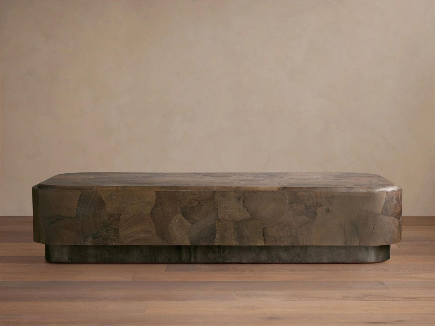 Pola Rectangular Wood Plinth Coffee Table Wabi-Sabi Style Living Room Center Tea Table