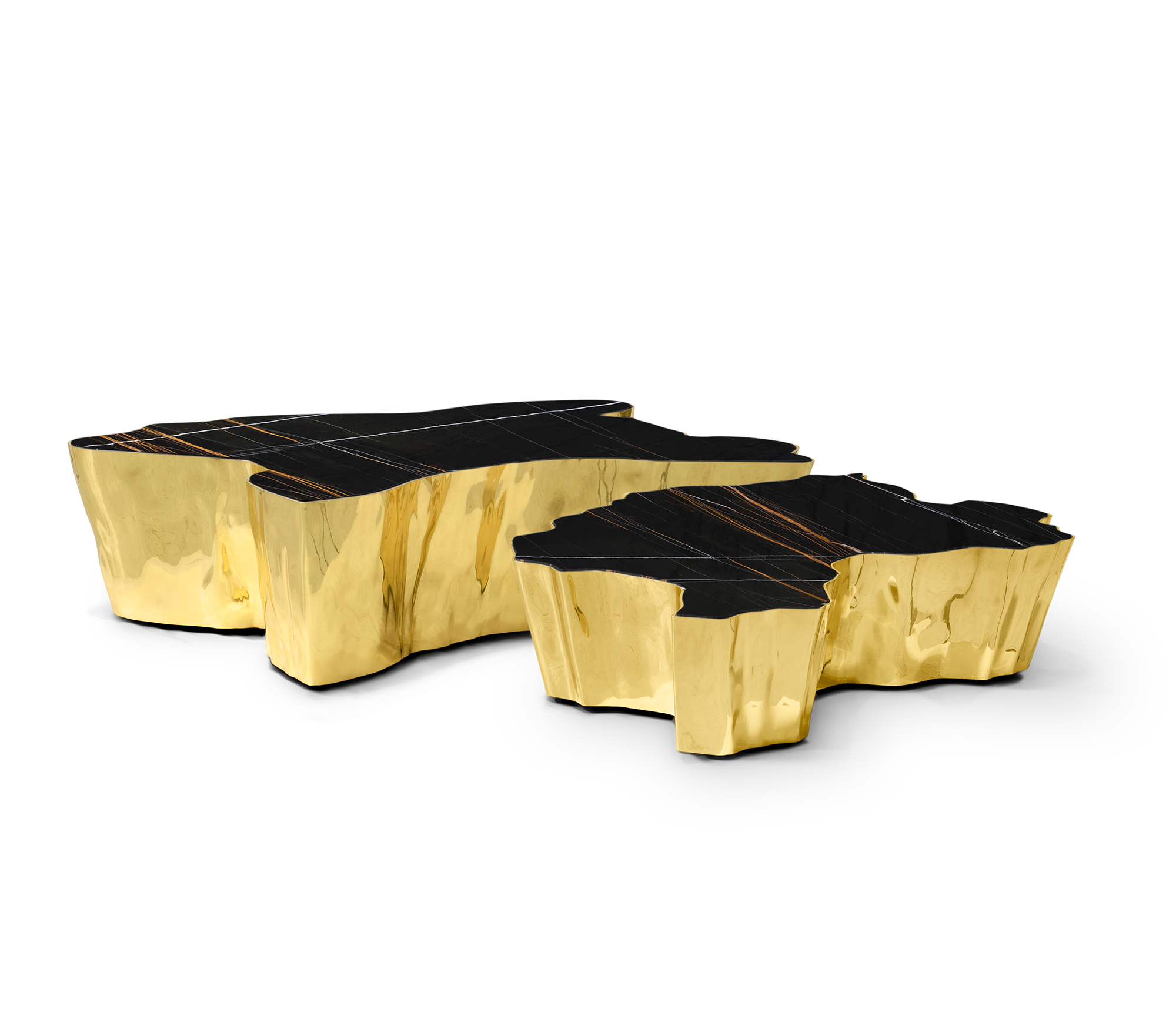 Luxury Patina Brass Coffee Table with Organic Sculptural Design & Handcrafted Finish