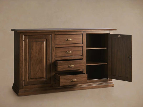 Tuscany Solid Poplar Wood Buffet Sideboard Vintage 4 drawers Cabinet Old World Entryways Cabinet1