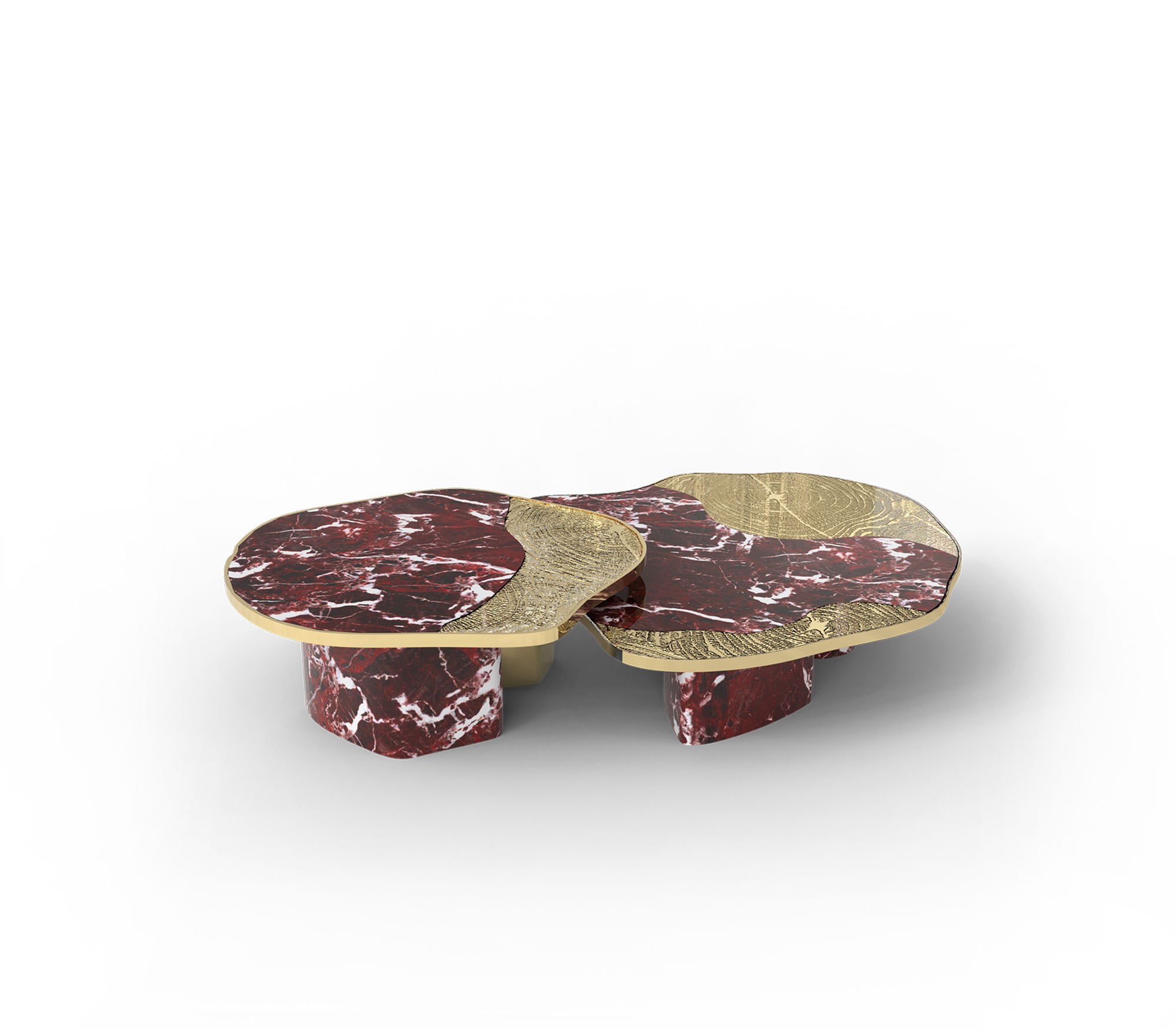 Luxury Calacatta Marble Coffee Table with Black Sculptural Base & Modern Design