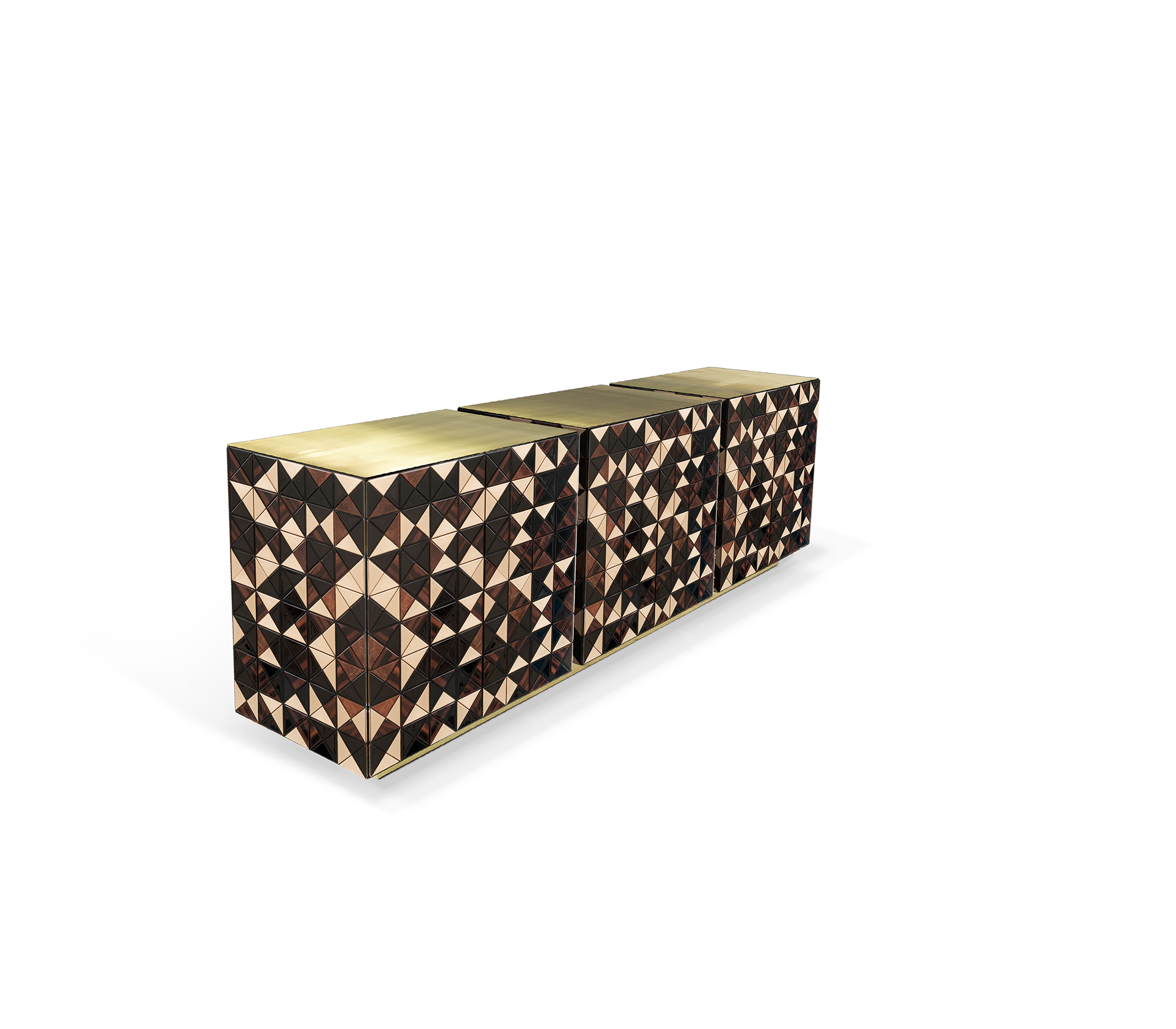 Luxury Anodized Metal Sideboard Cabinet with Pixel-Inspired Design & Hidden Storage