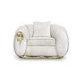 Luxury Sculptural Armchair with Polished Brass Accents & Vintage Contemporary Design