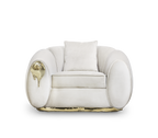 Luxury Sculptural Armchair with Polished Brass Accents & Vintage Contemporary Design