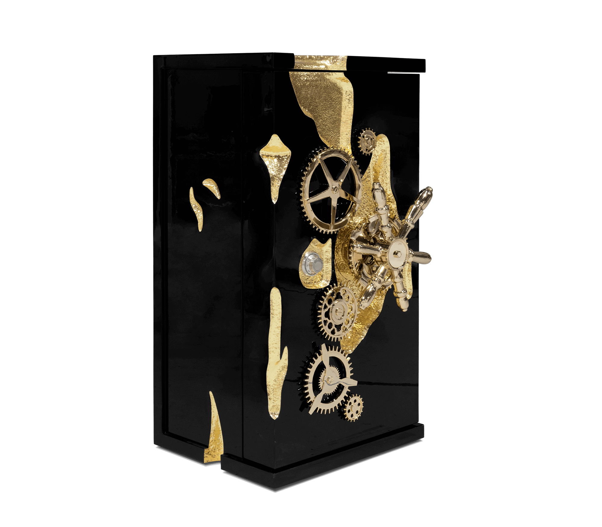 Luxury Collectible Vault Safe with Gold-Plated Finish & Secret Dial Lock System