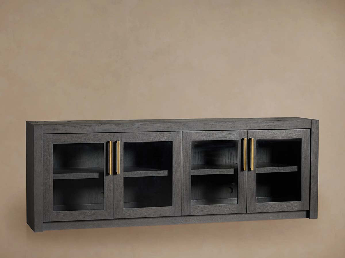 Bodhi Media Console with Solid White Oak Modern Rustic Wood TV Stand Side Cabinet Rustic Television Storage Unit Sideboard