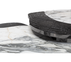 Luxury Calacatta Marble Coffee Table with Black Sculptural Base & Modern Design