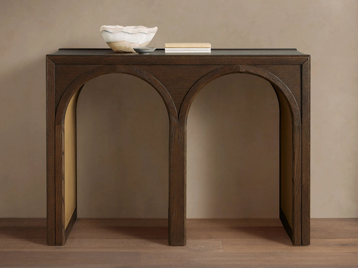 Console d'entrée Hattie en chêne massif, style rustique