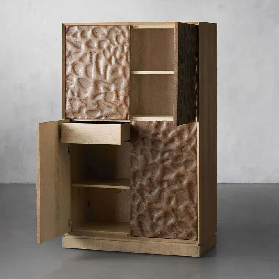 Armoire haute Condesa Wood Living, meuble de rangement de luxe pour salle à manger, buffet/bibliothèque