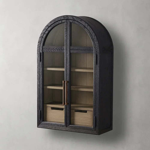Hattie Mid-Century Wall Mounted Storage Cabinet with Arched Drawers