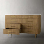Finnley Wood Eight-Drawer Dresser with Marble or Bluestone Top Rural Chest Of 8-Drawers Cabinet