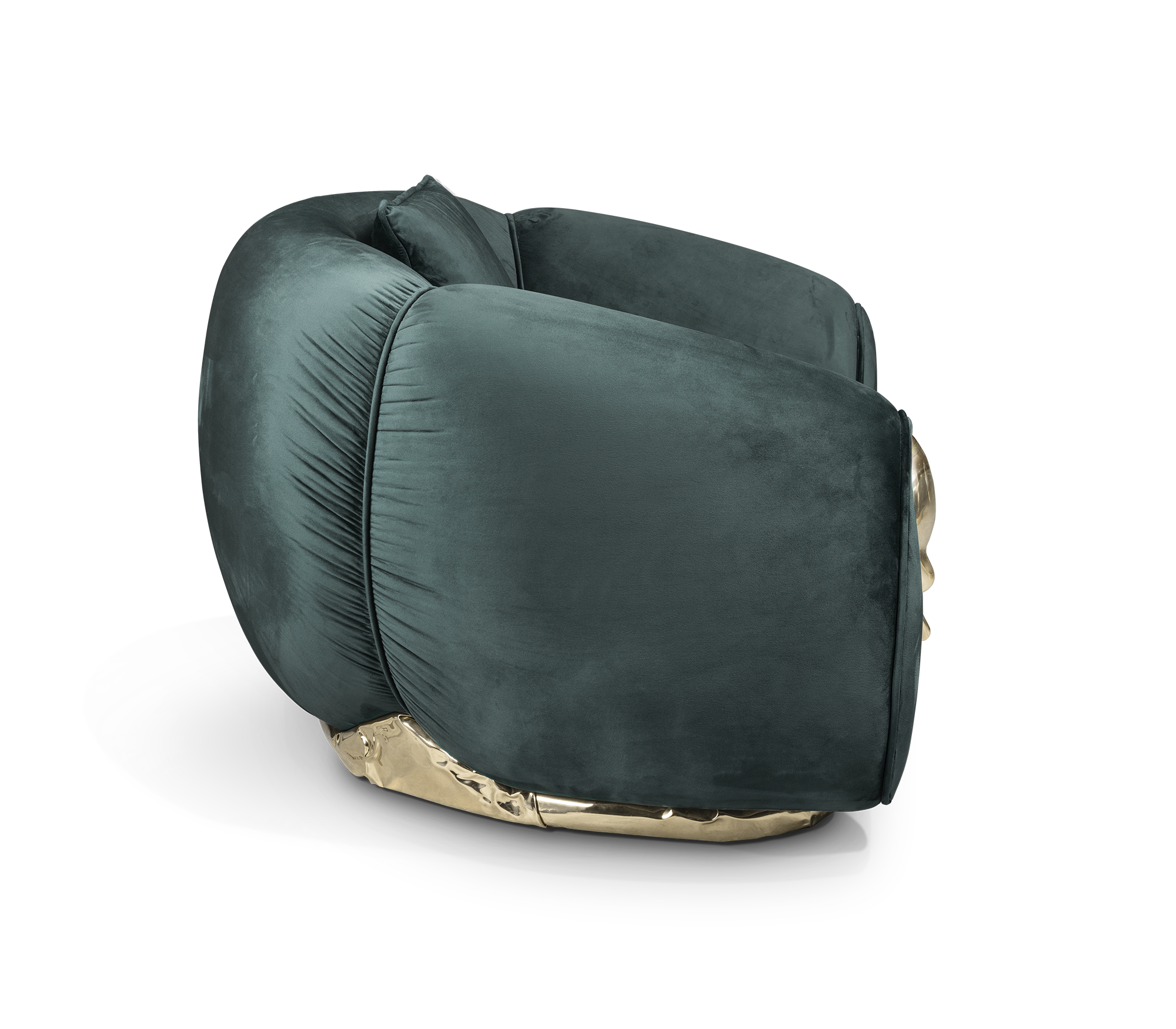 Luxury Sculptural Armchair with Polished Brass Accents & Vintage Contemporary Design