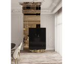 Luxury Marble Storage Cabinet with Brass Base, Hidden Shelves & Designer Storage