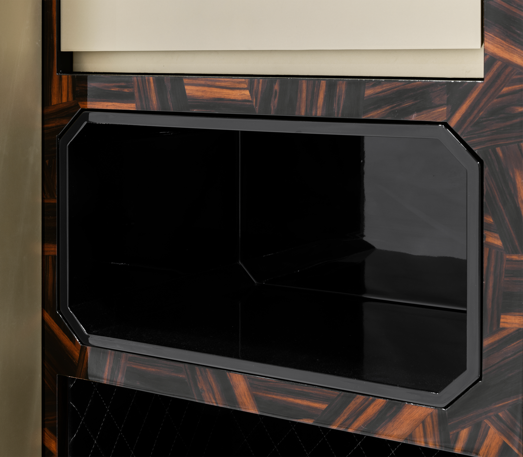 Luxury Baron Safe with Electric Opening System, Gold-Plated Brass & Walnut Root Interior