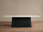 Saint Germain Stone Dining Table with Natural Stone Marble Wood Toulouse Base