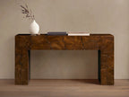 Kalmar Teak Heartwood Entrance Console Table Natural Style Hand-pieced Wood Hallway Entryway Table