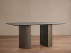 Saint Germain Stone Dining Table with Natural Marble Top Wood Dauphine Base