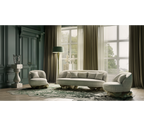 Luxury Sculptural Sofa with Polished Hammered Brass Base & Organic Curved Design