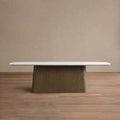Saint Germain Stone Dining Table with Natural Stone Marble Wood Toulouse Base