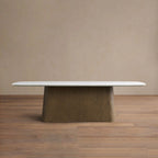 Saint Germain Stone Dining Table with Natural Stone Marble Wood Toulouse Base