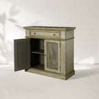 Buffet de salle à manger Cosetta avec motif de fougères peint à la main, en bois antique, meuble d'entrée